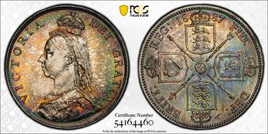 1887 Florin S-3925 Jubilee Head MS63