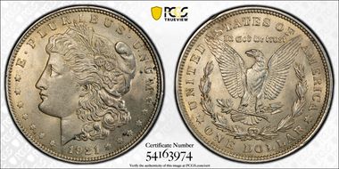 1921 $1 Morgan MS62