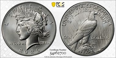 2025 $1 Peace Dollar First Strike MS70