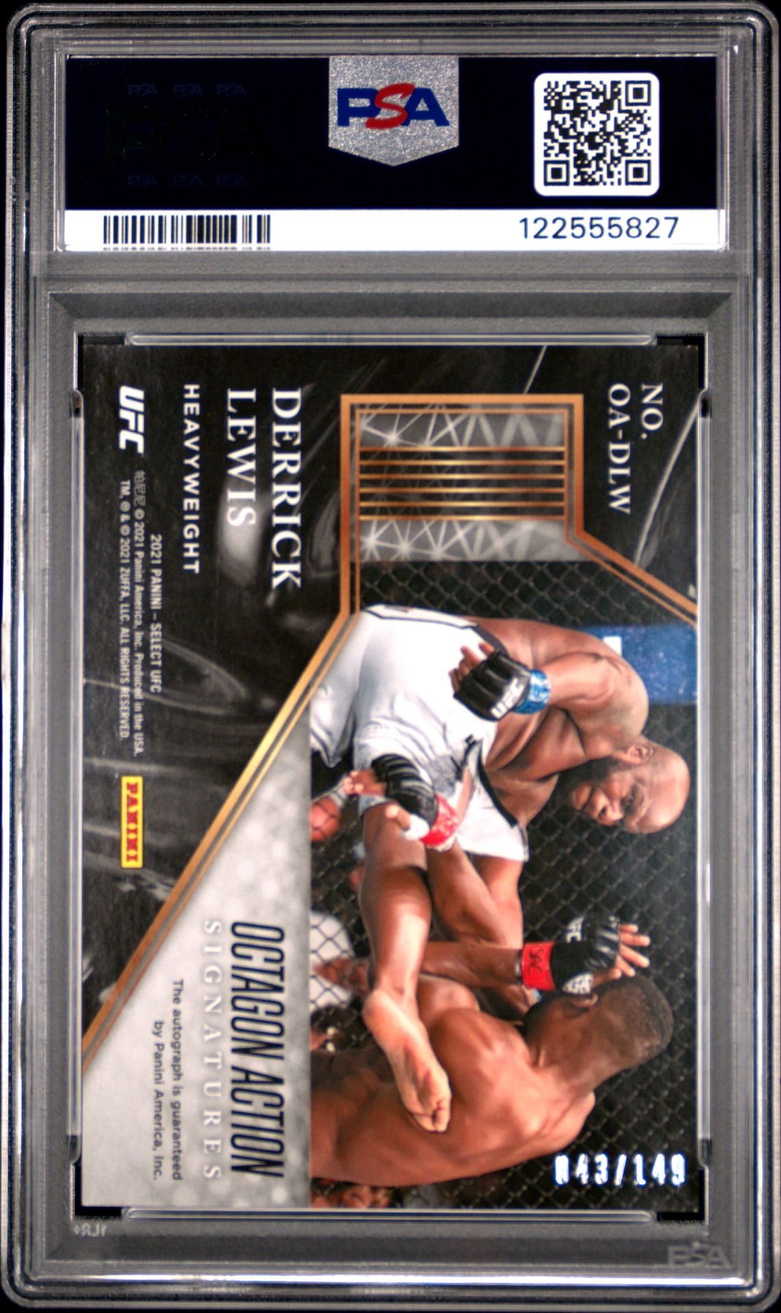 2021 Panini Select Ufc Octagon Action Signatures Derrick Lewis #Dlw (Octagon Action Signatures) Mint 9 back