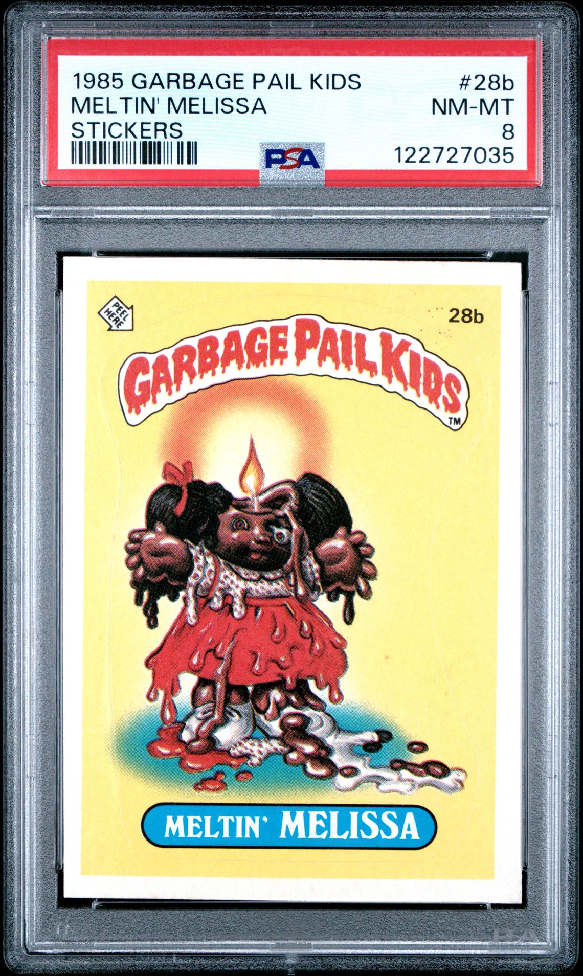 1985 Topps GARBAGE PAIL KIDS STICKERS #28B Meltin' Melissa front