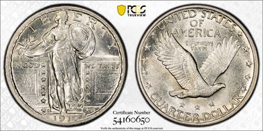 1917-S 25C Type 2 AU58FH