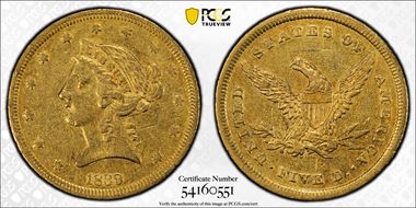 1839 $5 XF40