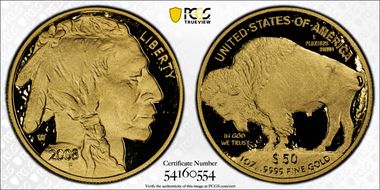 2008-W $50 American Buffalo .9999 Fine Gold PR70DCAM
