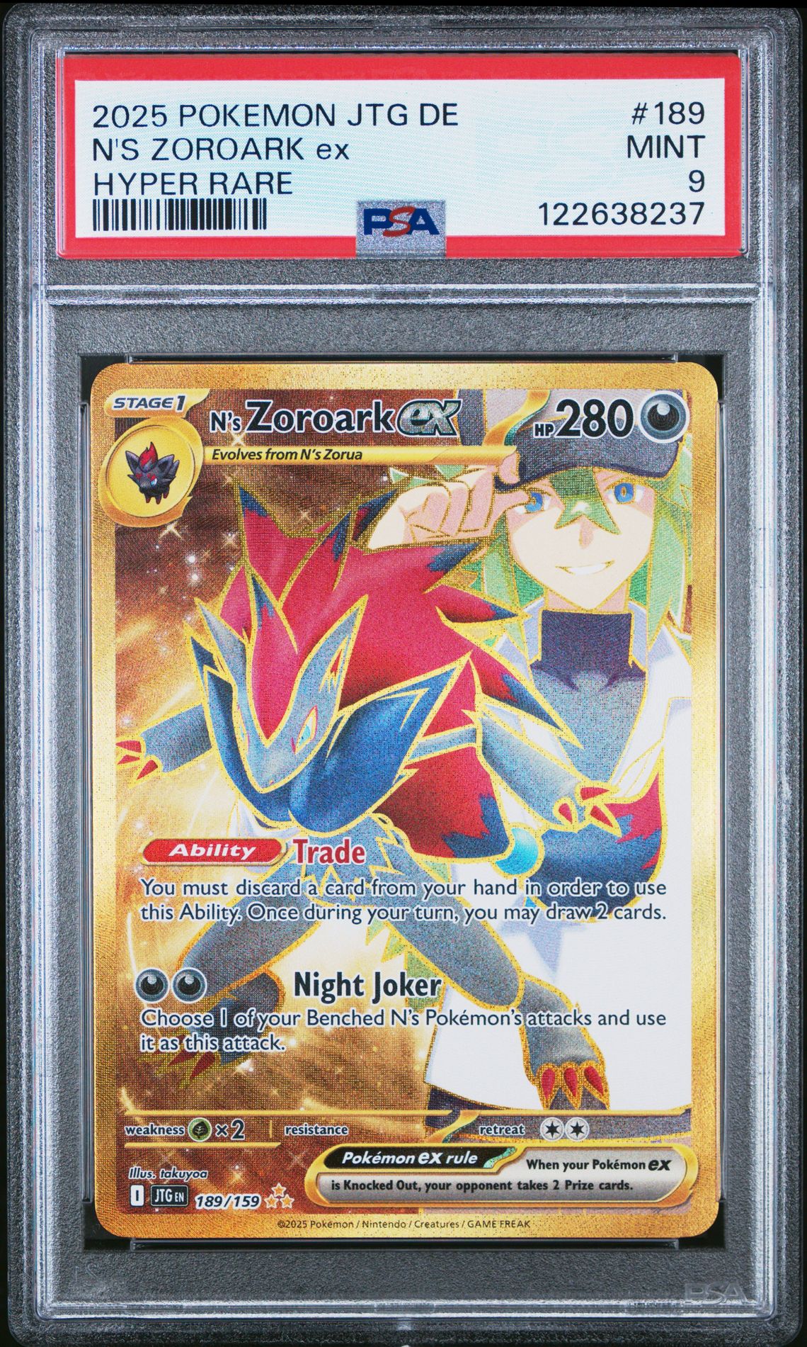 2025 Pokemon German Jtg De-Journey Together N's Zoroark Ex #189 (Hyper Rare) Mint 9 front