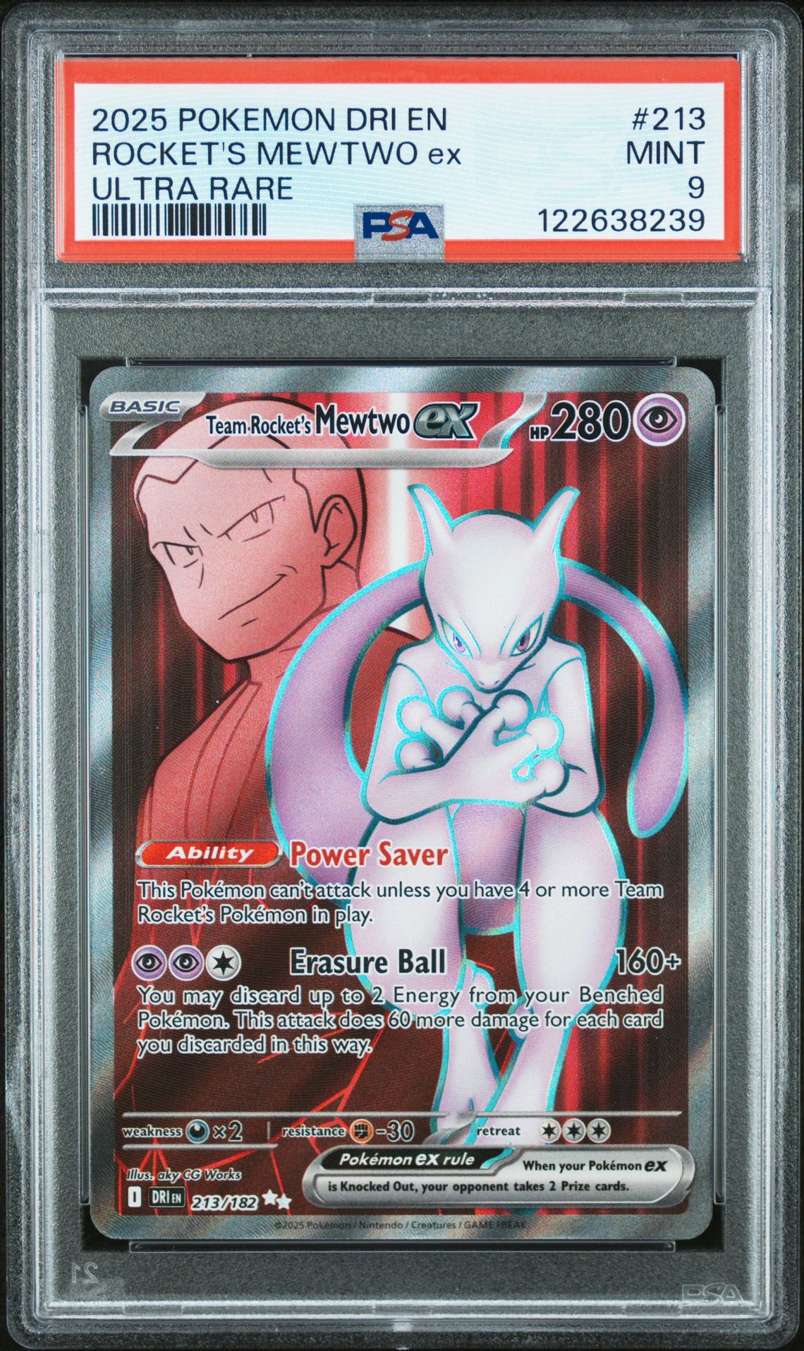 2025 Pokemon Dri En-Destined Rivals Rocket's Mewtwo Ex #213 (Ultra Rare) Mint 9 front