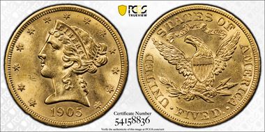 1905 $5 MS63
