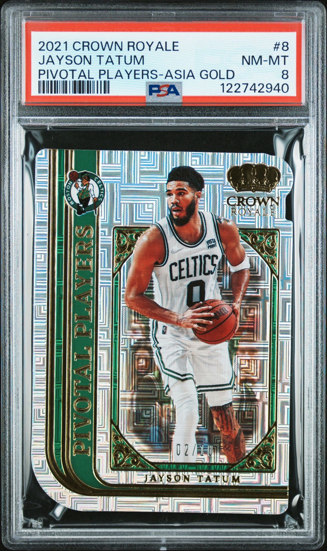 2021 PANINI CROWN ROYALE PIVOTAL PLAYERS ASIA GOLD #8 Jayson Tatum front
