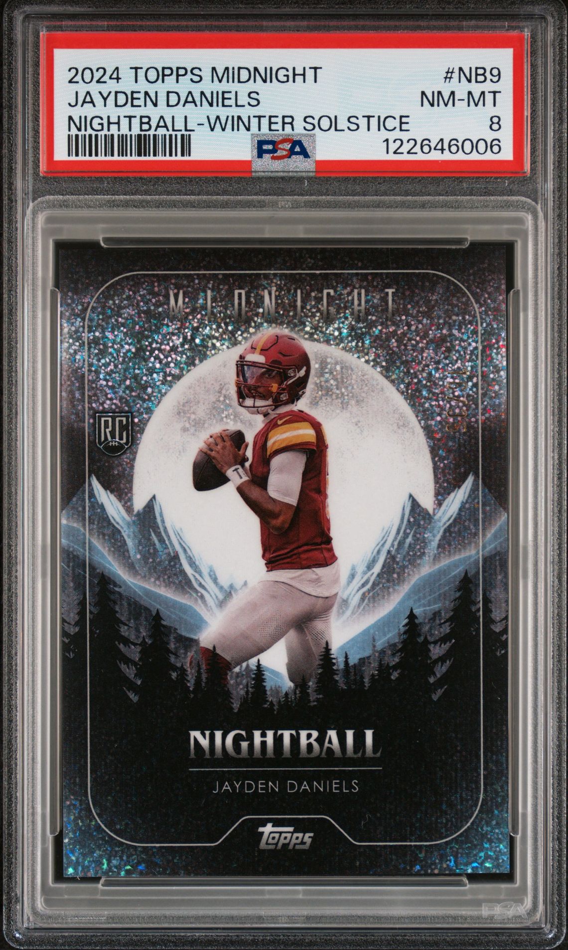2024 Topps Midnight Nightball Jayden Daniels #Nb9 (Nightball-Winter Solstice) Nm-Mt 8 front