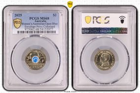 2025 $2 Women’s Australian Open Blue Envelope Privy Colorized MS68