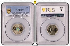 2025 $2 Women’s Australian Open Yellow Envelope Privy Colorized MS68