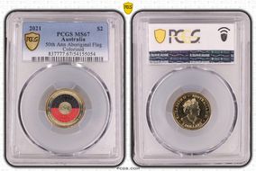 2021 $2 50th Ann Aboriginal Flag Colorized MS67