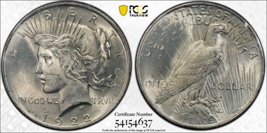 1922 $1 GSA Hoard MS62