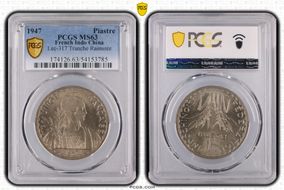 1947 Piastre Lec-317 Tranche Rainurée MS63