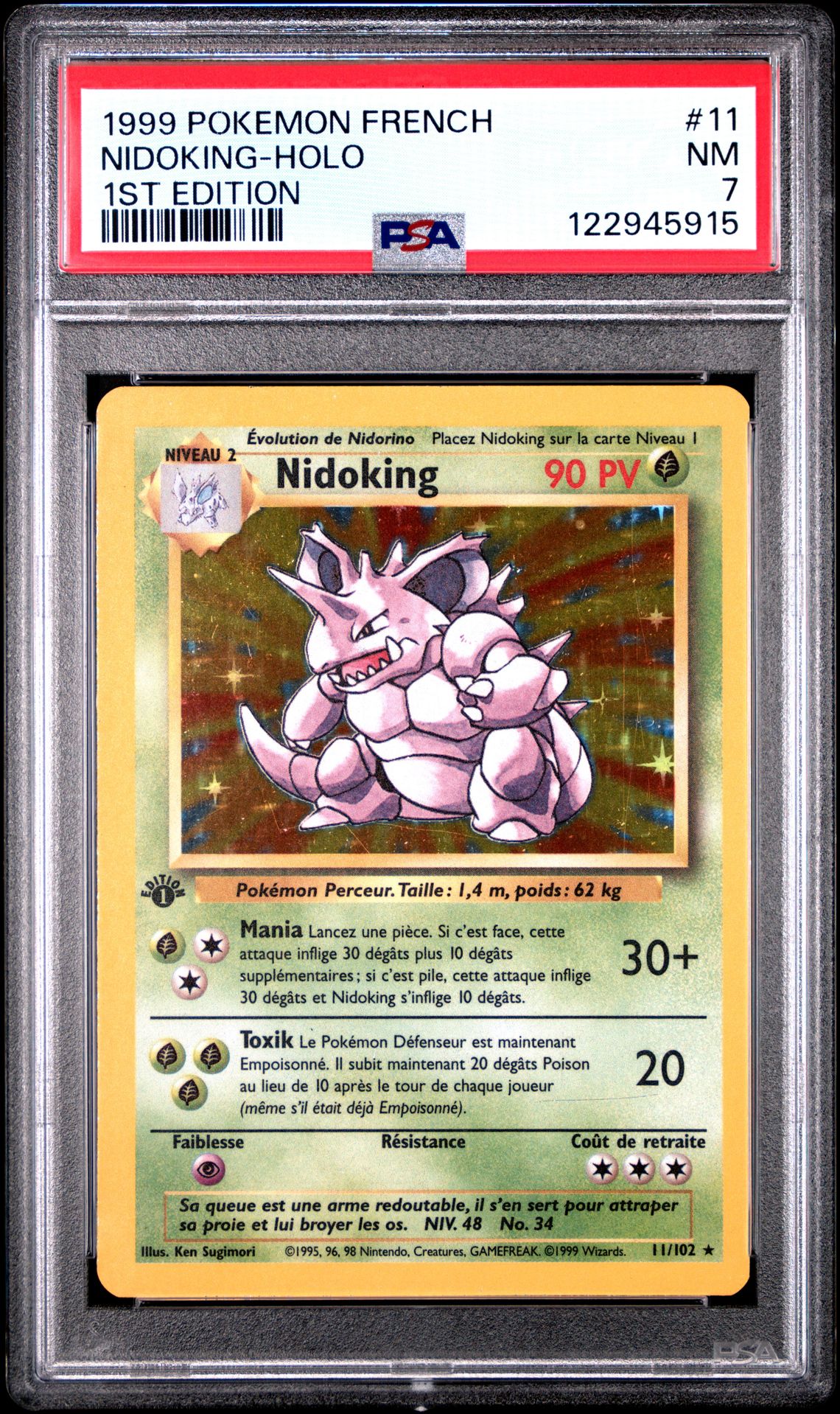 1999 Pokemon Holo #11 Nidoking-Holo front