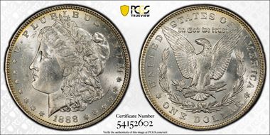 1888 $1 VAM 12, Doubled Reverse MS62