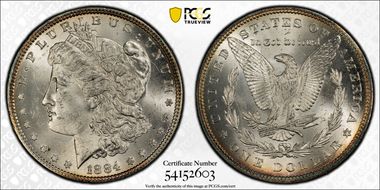 1884 $1 VAM 2A, Partial E Rev MS63