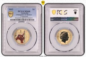 2012 $1 Orangutan Al-Bronze Colorized MS68