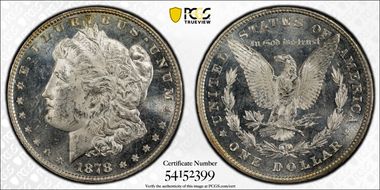 1878 8TF $1 VAM 23, Crazy Lips MS62PL