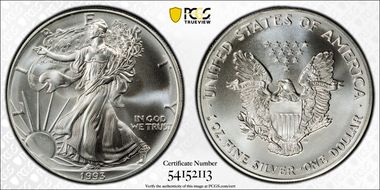 1993 $1 Silver Eagle MS69