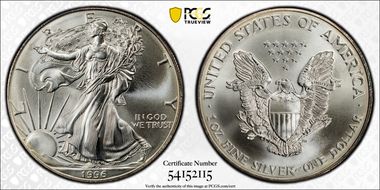 1996 $1 Silver Eagle MS69
