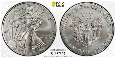 2020-W $1 Burnished Silver Eagle SP70