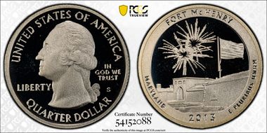 2013-S 25C Fort McHenry NP - Silver PR69DCAM