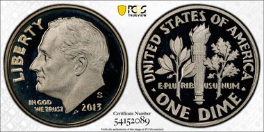 2013-S 10C Silver PR69DCAM
