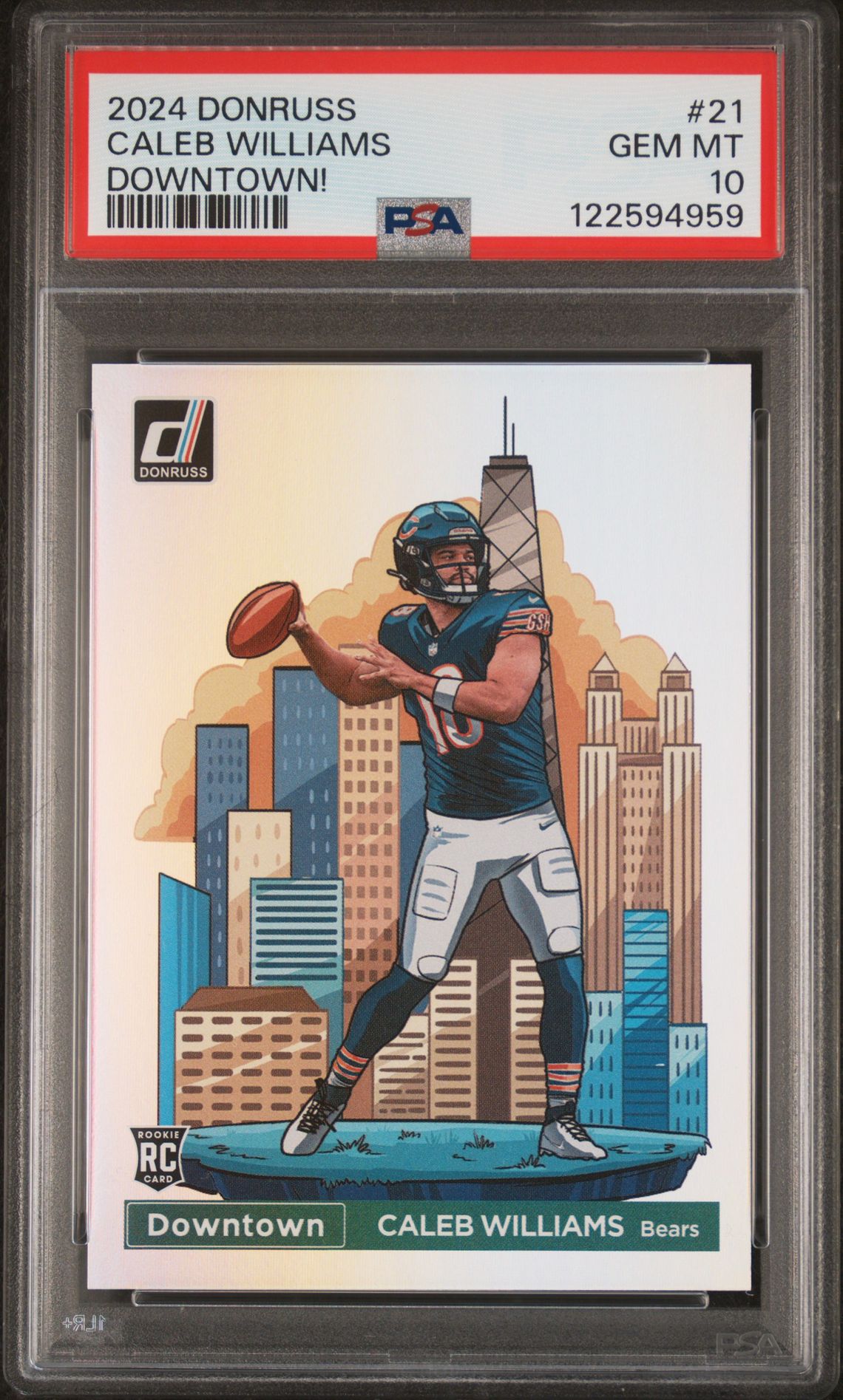 2024 Panini Donruss Downtown! Caleb Williams #21 Gem Mt 10 front