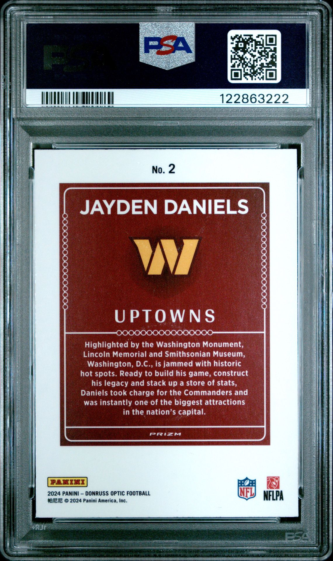 2024 Panini Donruss Optic Uptowns Jayden Daniels #2 Mint 9 back
