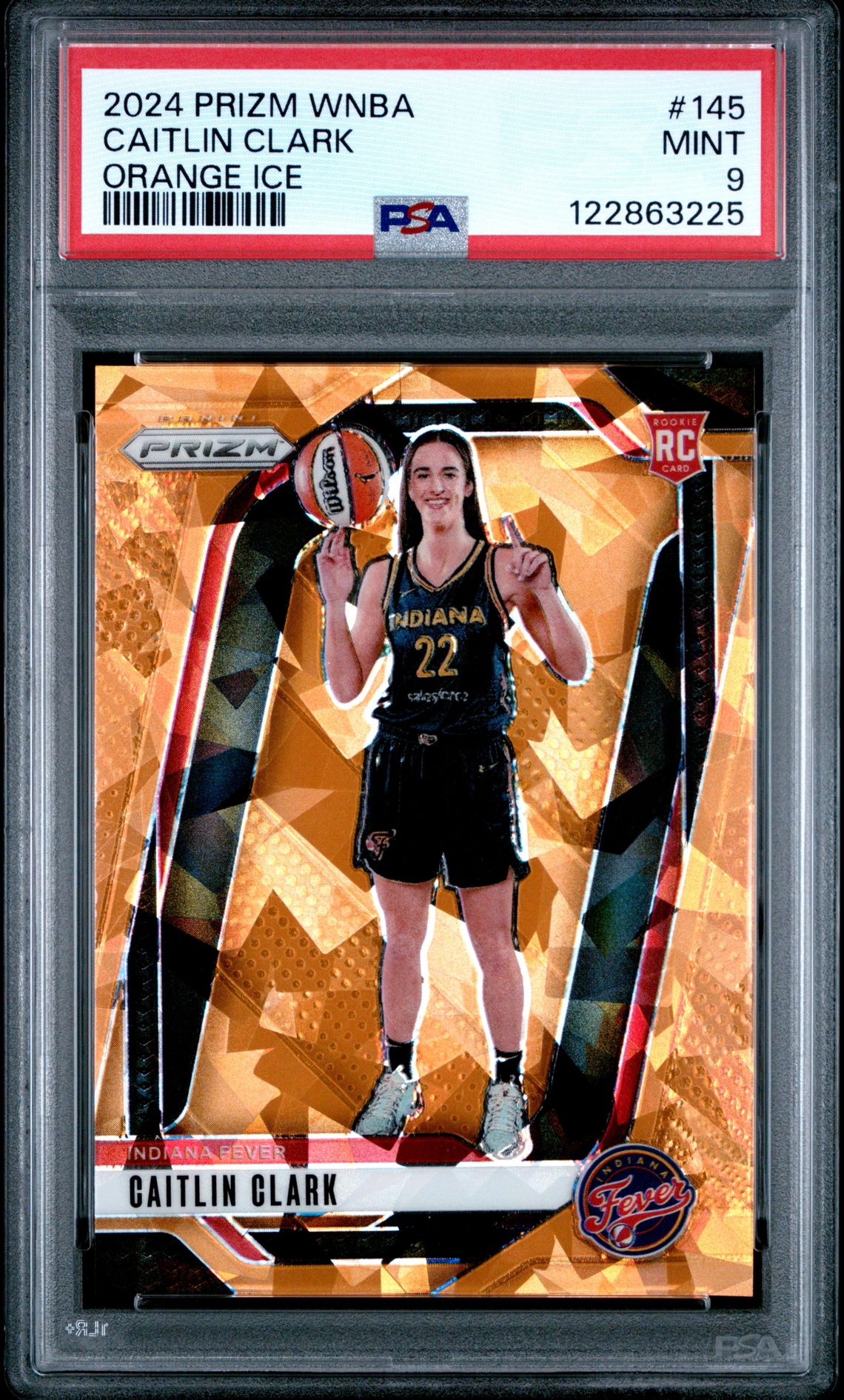 2024 Panini Prizm Wnba Caitlin Clark #145 (Orange Ice) Mint 9 front