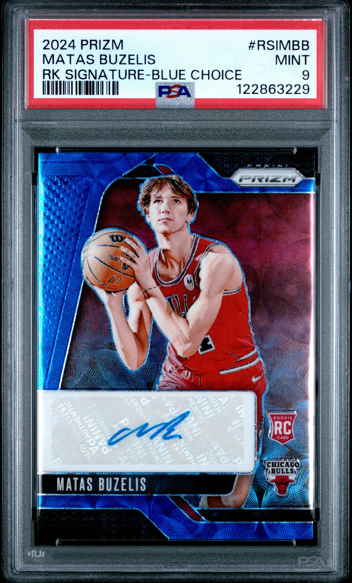2024 Panini Prizm Rookie Signatures Matas Buzelis #Rsimbb (Rk Signature-Blue Choice) Mint 9 front