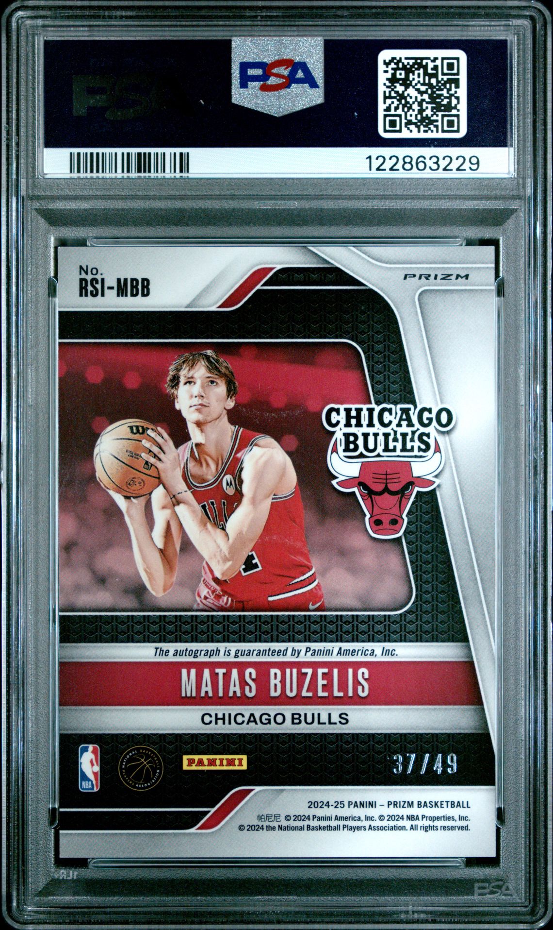 2024 Panini Prizm Rookie Signatures Matas Buzelis #Rsimbb (Rk Signature-Blue Choice) Mint 9 back
