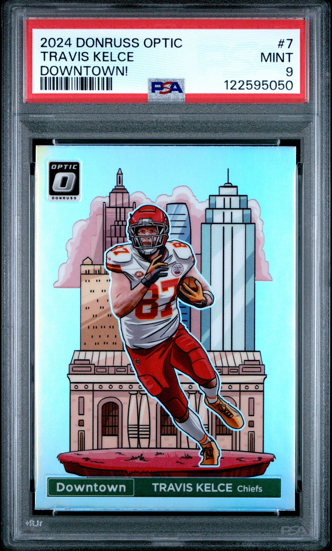 2024 Panini Donruss Optic Downtown! Travis Kelce #7 Mint 9 front