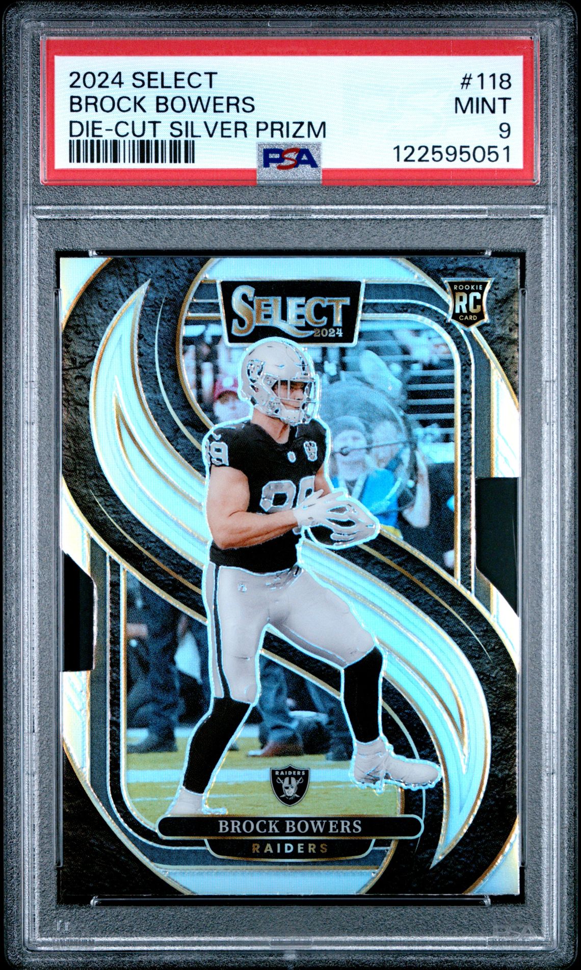 2024 Panini Select Brock Bowers #118 (Die-Cut Silver Prizm) Mint 9 front