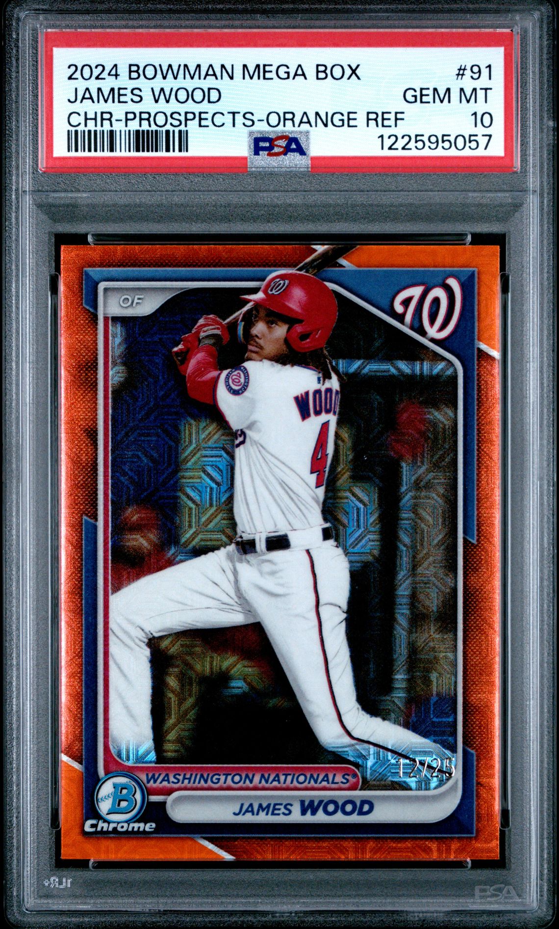 2024 Bowman Mega Box Chrome Prospects James Wood #91 (Chr-Prospects-Orange Ref) Gem Mt 10 front