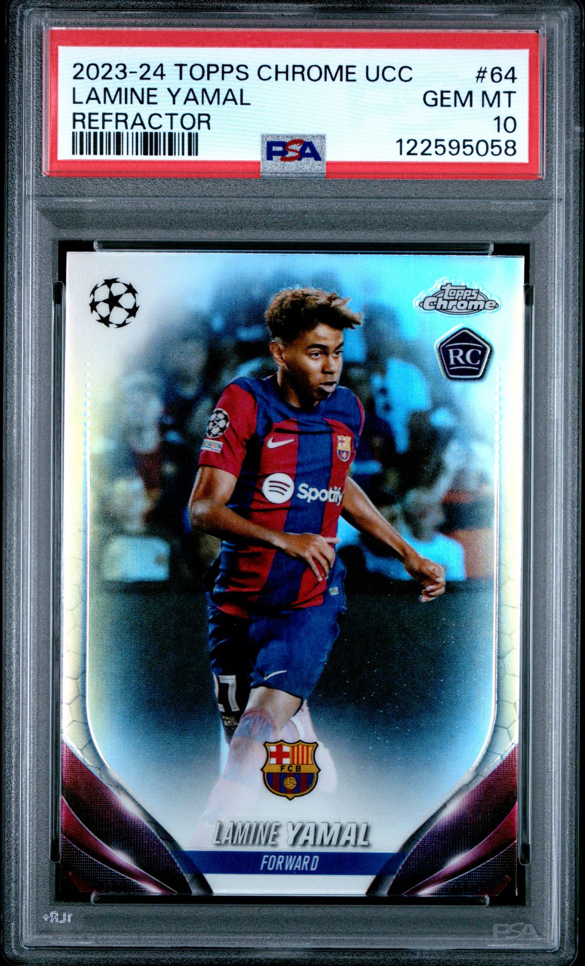 2023-24 Topps Chrome Uefa Club Competitions Lamine Yamal #64 (Refractor) Gem Mt 10 front