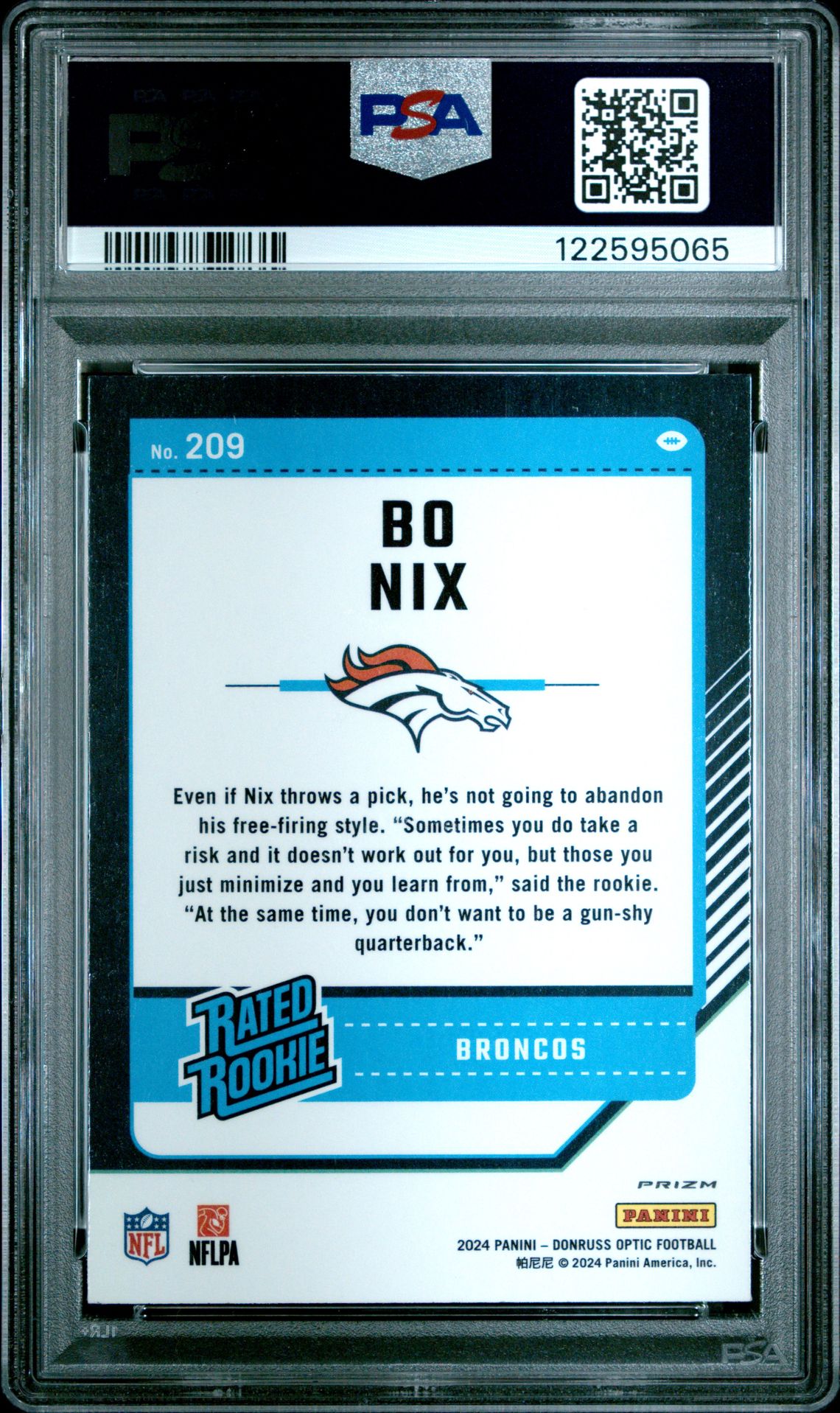 2024 Panini Donruss Optic Bo Nix #209 (Holo) Nm-Mt 8 back