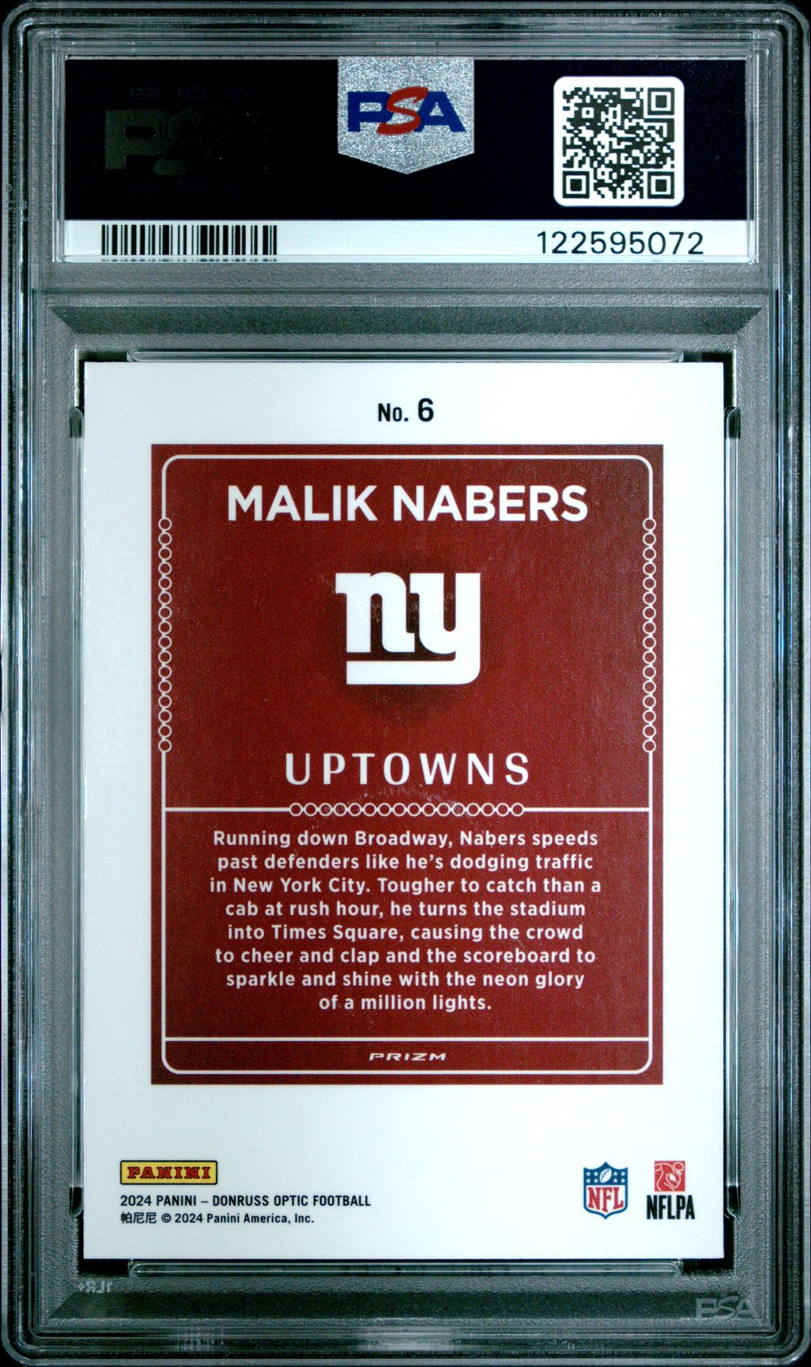 2024 Panini Donruss Optic Uptowns Malik Nabers #6 Mint 9 back