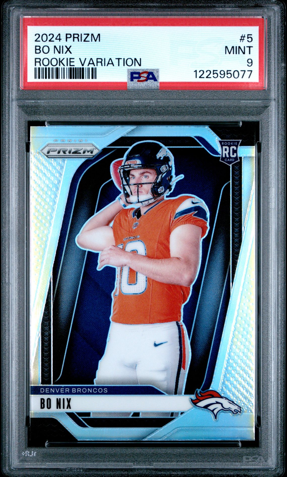 2024 Panini Prizm Rookie Variation Bo Nix #5 Mint 9 front