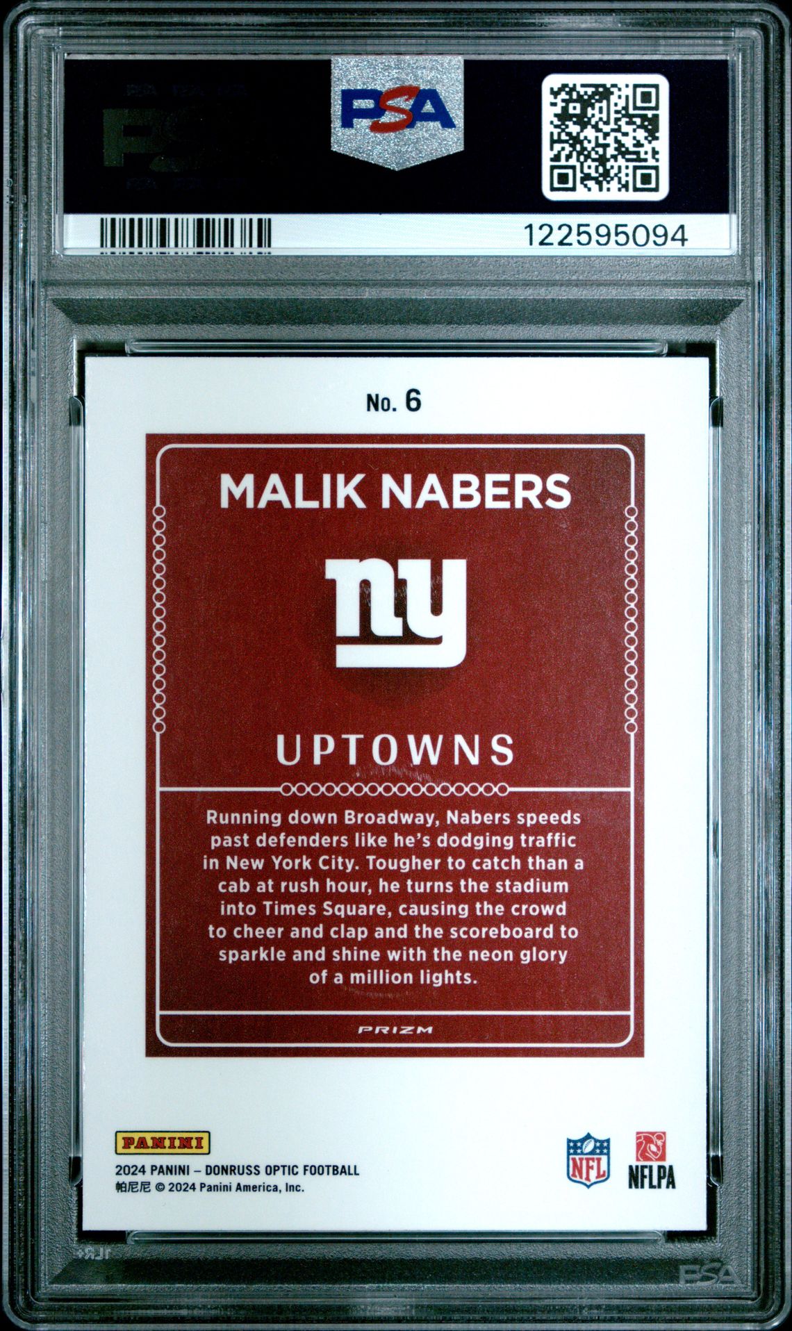 2024 Panini Donruss Optic Uptowns Malik Nabers #6 Mint 9 back