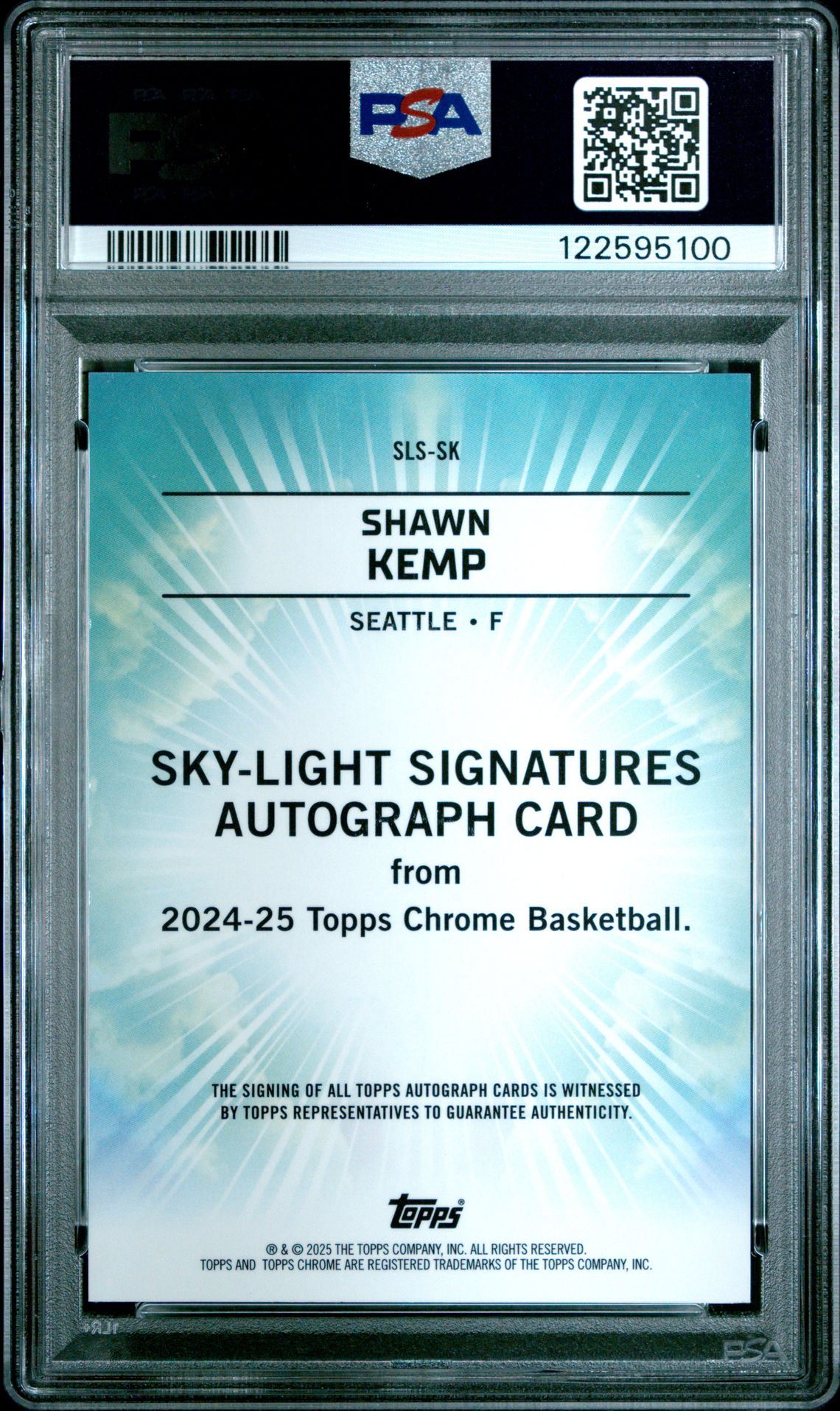 2024 Topps Chrome Sky-Light Signatures Shawn Kemp #Slssk (Sky-Light Sig-Purple Geo) Mint 9 back