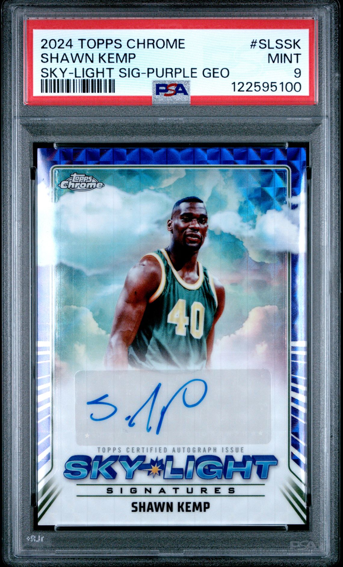2024 Topps Chrome Sky-Light Signatures Shawn Kemp #Slssk (Sky-Light Sig-Purple Geo) Mint 9 front