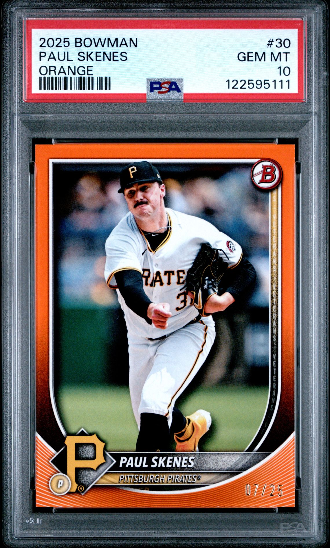 2025 Bowman Paul Skenes #30 (Orange) Gem Mt 10 front