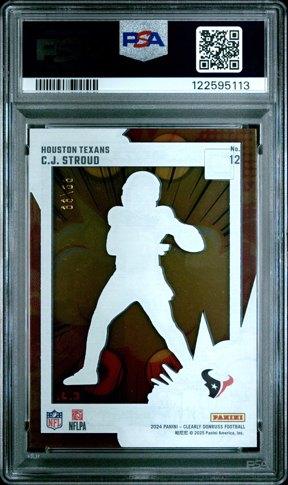 2024 Panini Clearly Donruss Clearly Bomb Squad Cj Stroud #12 (Clearly Bomb Squad-Red) Mint 9 back