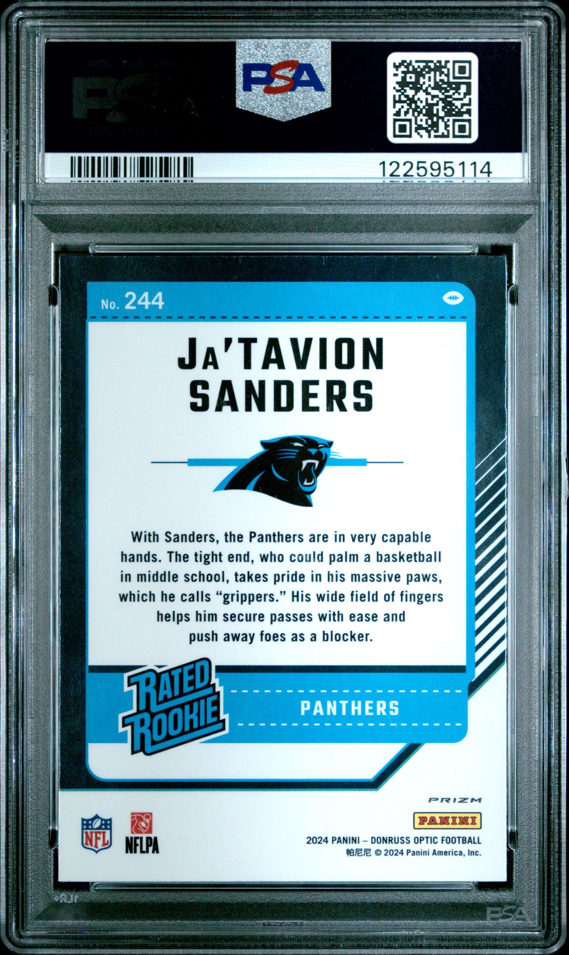 2024 Panini Donruss Optic Ja'tavion Sanders #244 (Red Mojo) Mint 9 back
