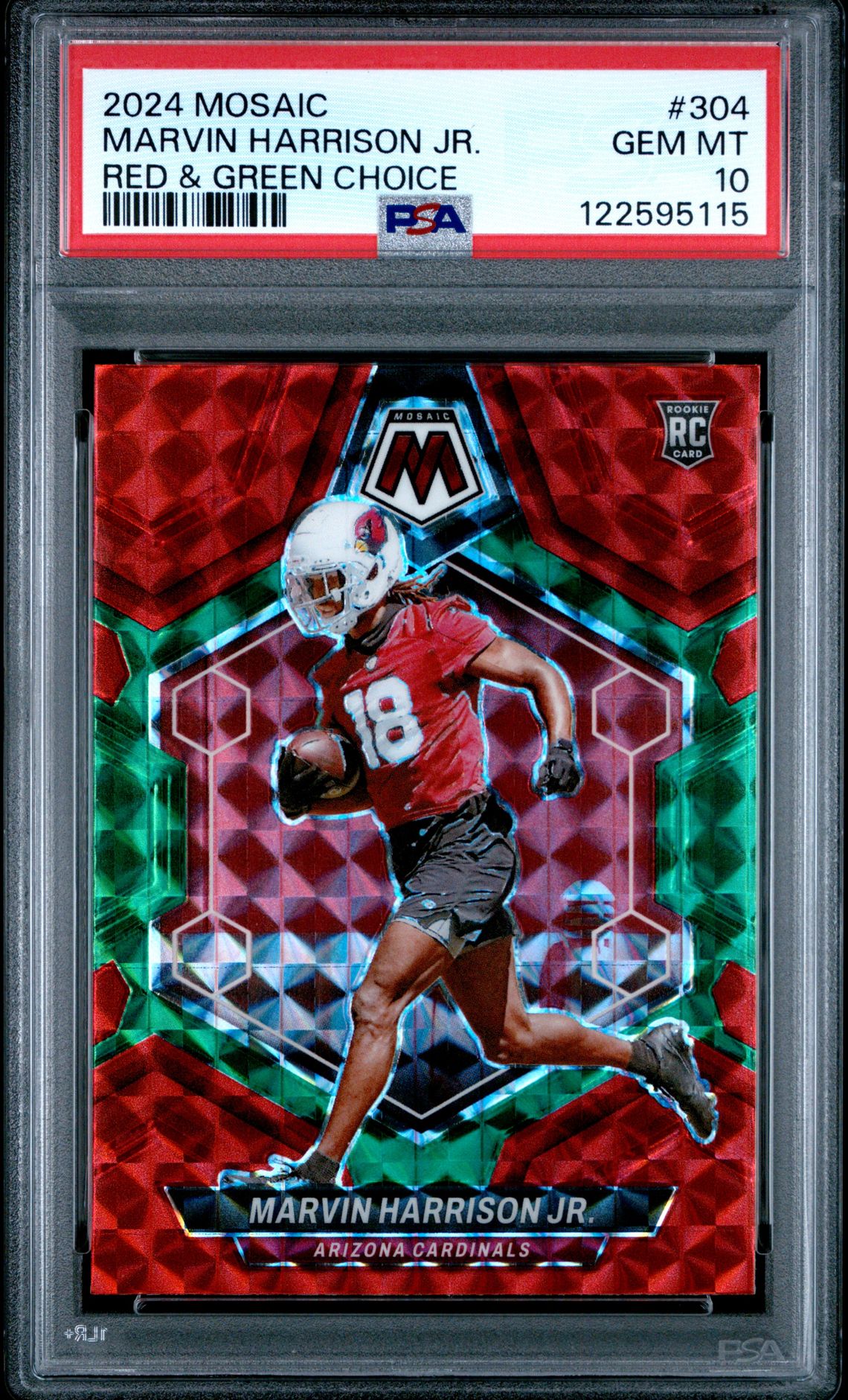 2024 Panini Mosaic Marvin Harrison Jr. #304 (Red & Green Choice) Gem Mt 10 front
