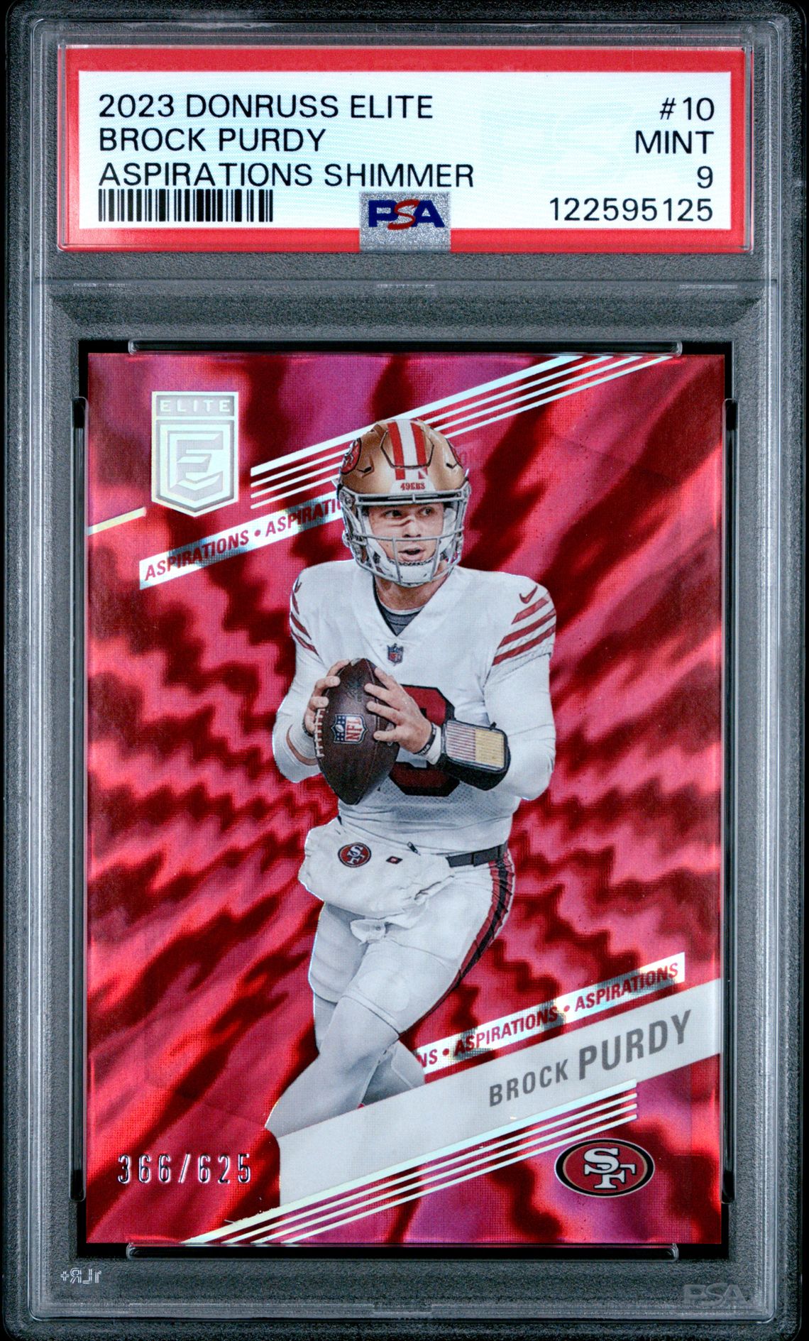 2023 Panini Donruss Elite Brock Purdy #10 (Aspirations Shimmer) Mint 9 front
