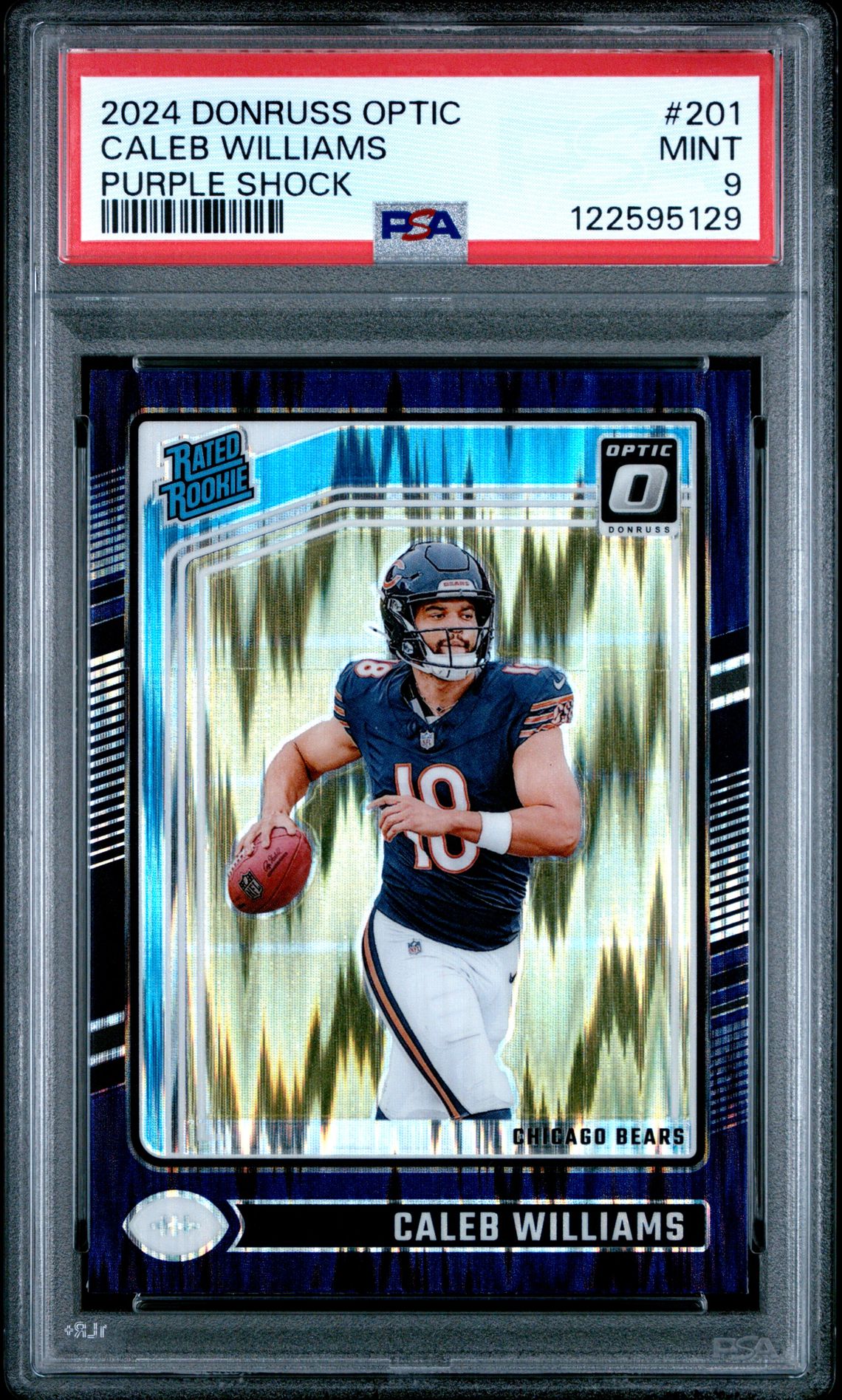 2024 Panini Donruss Optic Caleb Williams #201 (Purple Shock) Mint 9 front