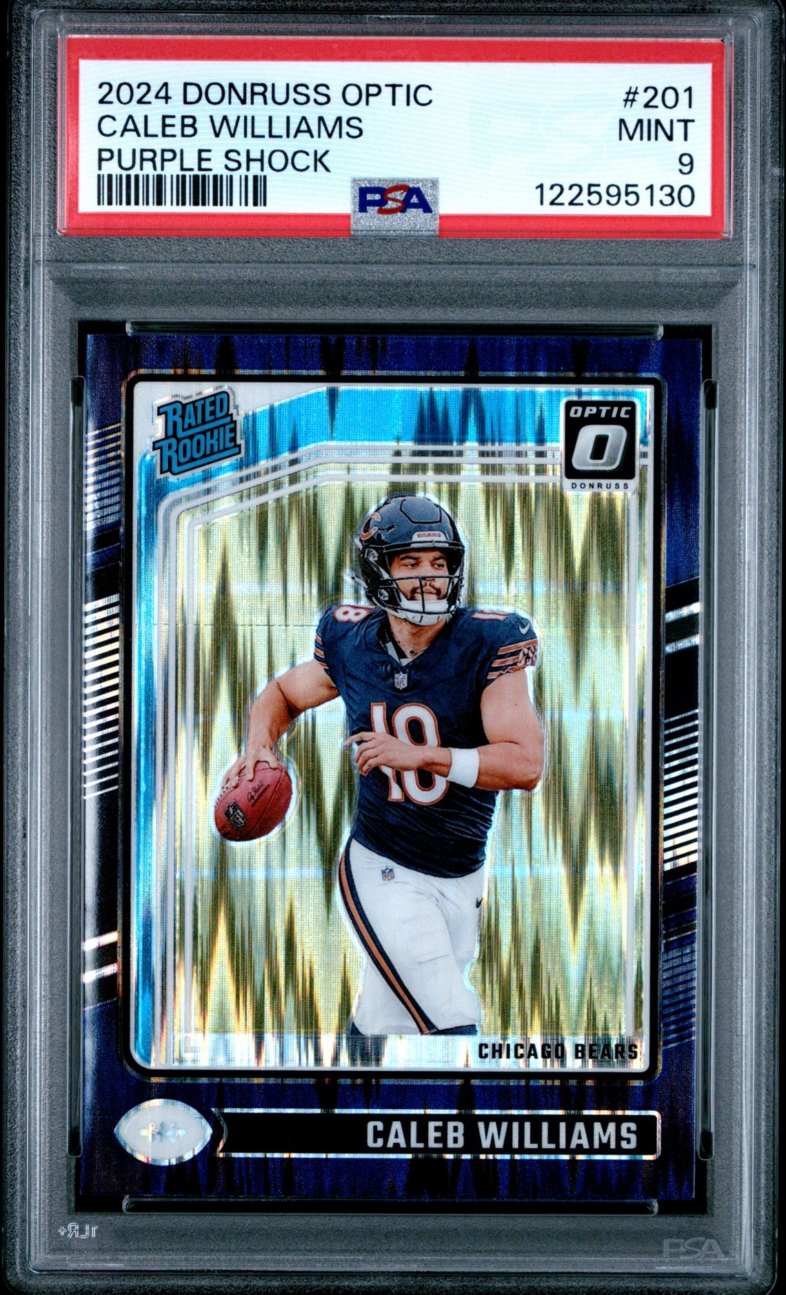 2024 Panini Donruss Optic Caleb Williams #201 (Purple Shock) Mint 9 front